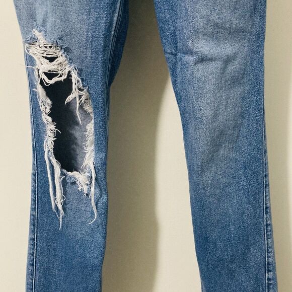 Hollister Womens 24” Waist Jeans Ultra High Rise Straight Leg Distressed Blue - Picture 7 of 12